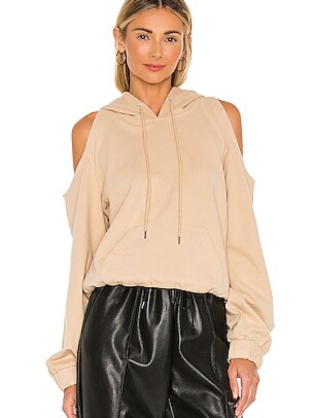 Michael Costello x REVOLVE Lyla Hoodie Beige Taupe Tan SZ S